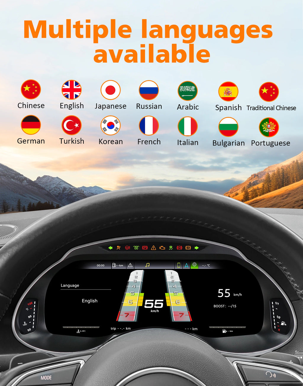 12.3 inch Digital Display Car Dashboard Cluster for Audi Q5 2009-2018 Android Auto Carplay Panel Speedometer Cockpit Gauges Dash