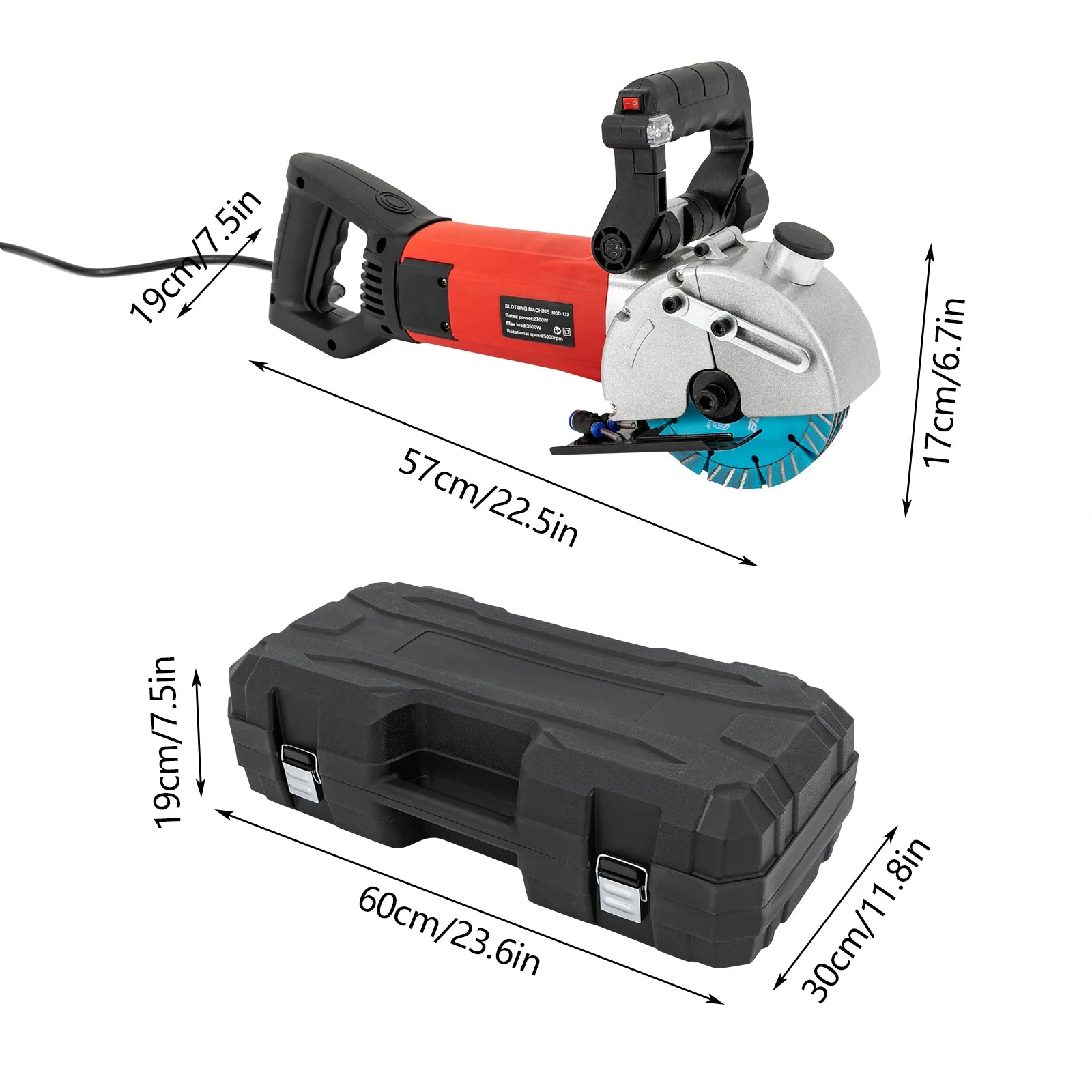 2700W Wall Chaser Concrete Cutter 133mm Concrete Circular Saw Slotter Electric Laser Aiming Groove Slotting Machine