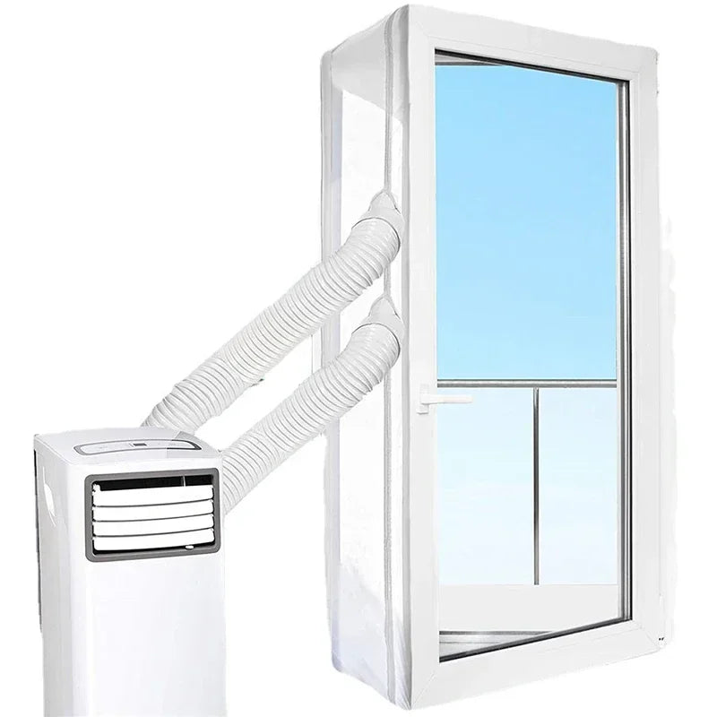3/4/5M AirLock Window Seal, Portable, Air Conditioner Cover Flexible Cloth Sealing Plate Window Seal With Zip and Adhesive Fast