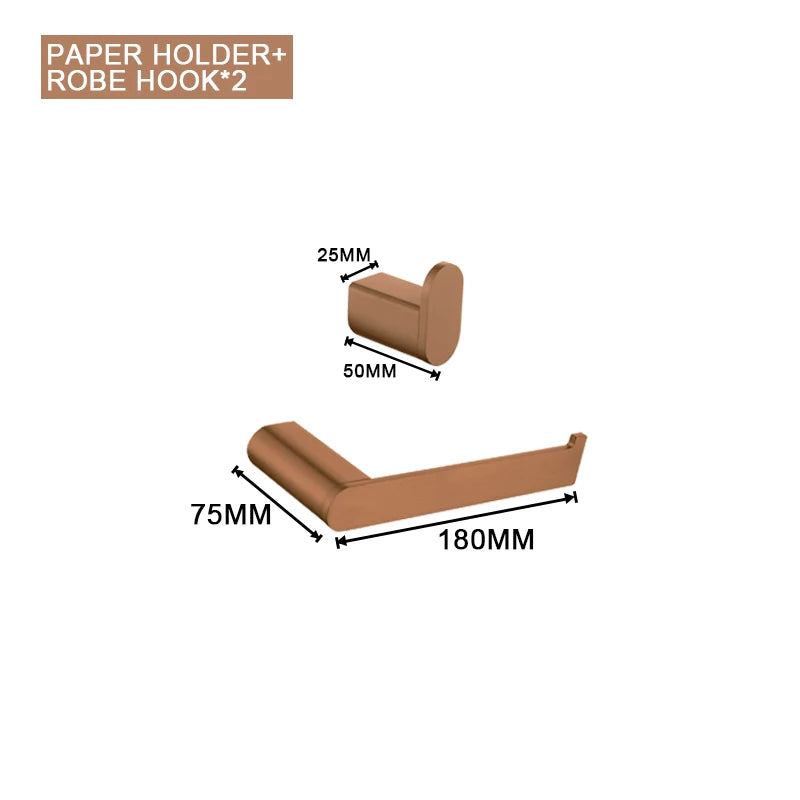 Brushed Rose Gold Storage Rack Towel Bar Tissue Holder Bathrobe Hook Cup Holder Toilet Brush Soap Dish Bathroom Accessories