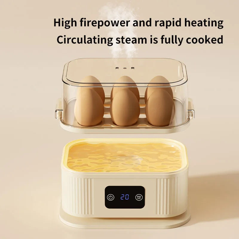 TINSOL Cuiseur à œufs électrique multifonction, appareil de petit-déjeuner de cuisine 200 W, cuiseur vapeur intelligent avec fonction minuterie