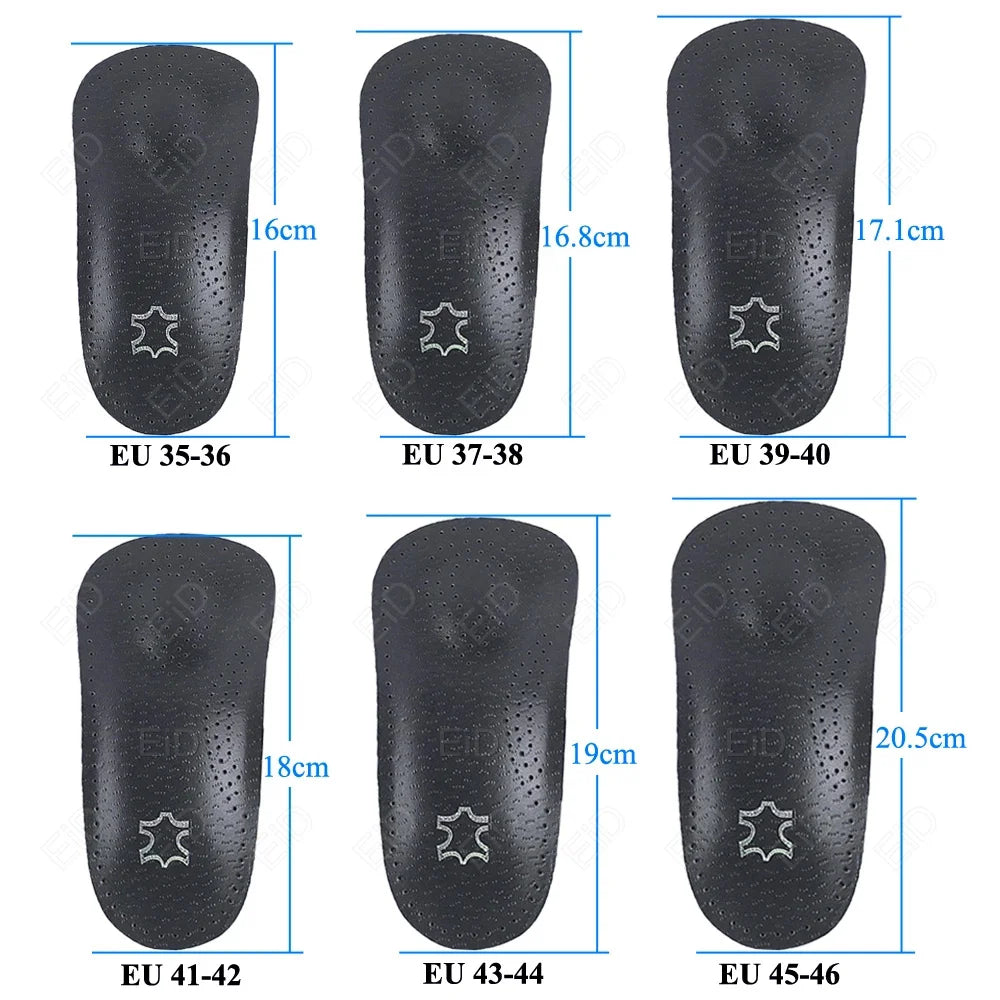 EiD New Arch Support 25mm Orthotic insole Black Leather orthotics Insoles for Flat Foot O/X Leg Corrected Shoe Sole insert pads