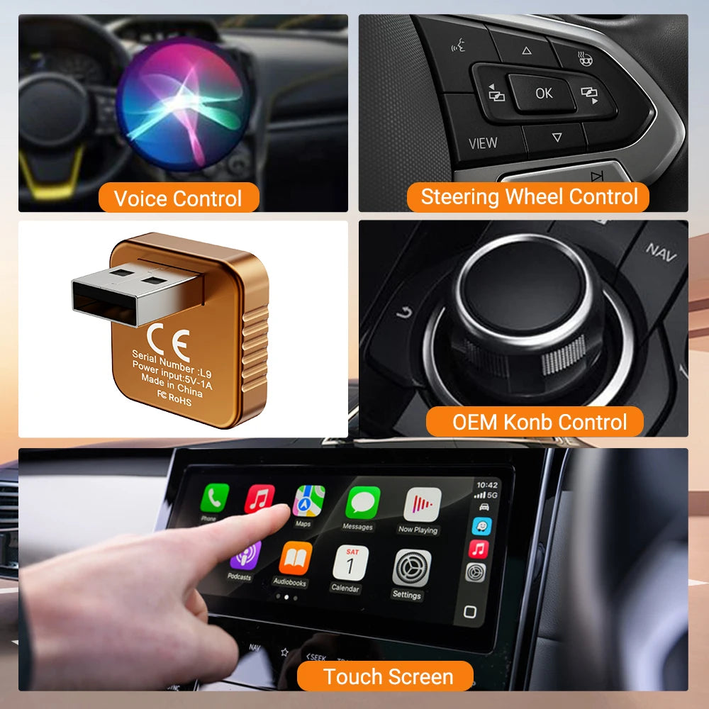 2026 NEW Upgraded Wired To Wireless Carplay Android Auto 2In1 Adapter Car Gadget Smart Box Plug and Play 5Ghz Wifi Fast Connect