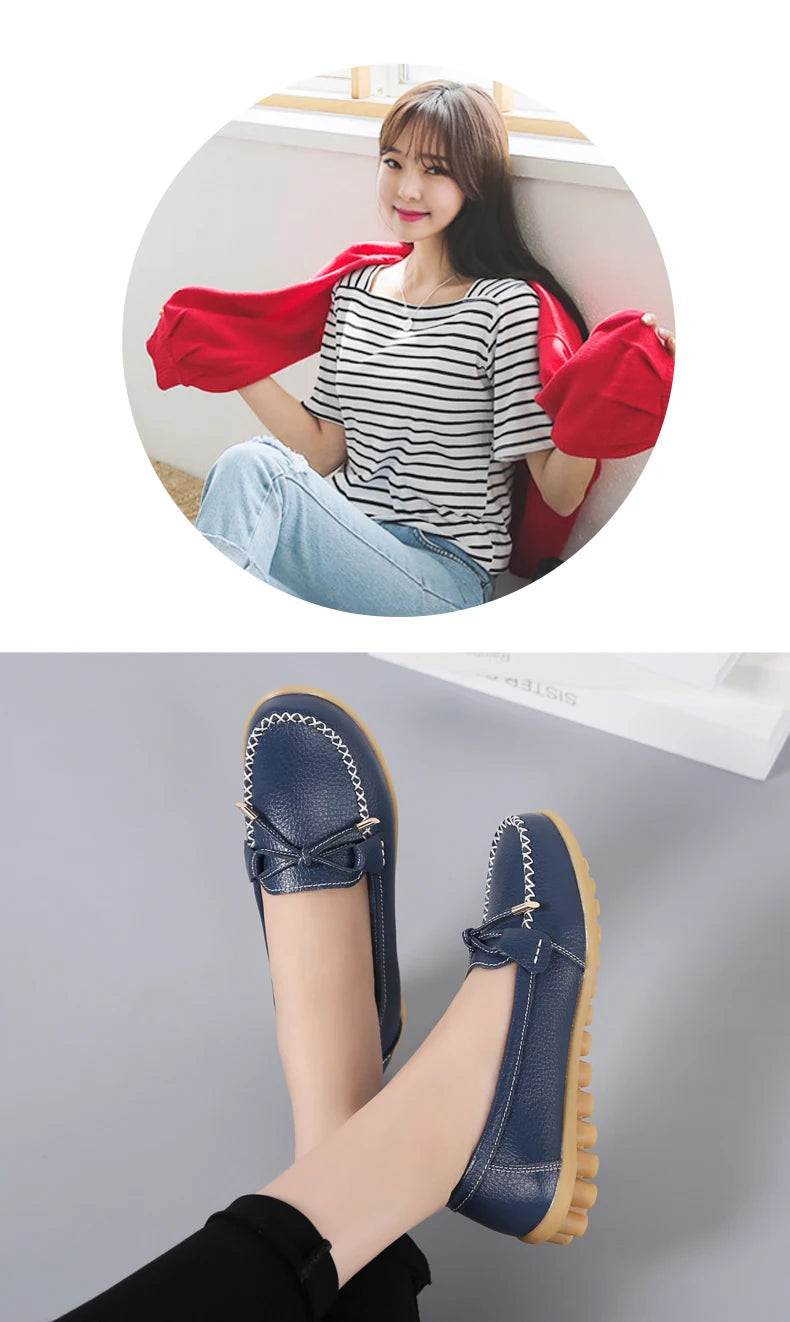2025 New Woman Flats Shoes Ballet Flat Sneakers Genuine Leather Spring Soft Moccasins Ladies Boat Ballerina Espadrilles Creepers