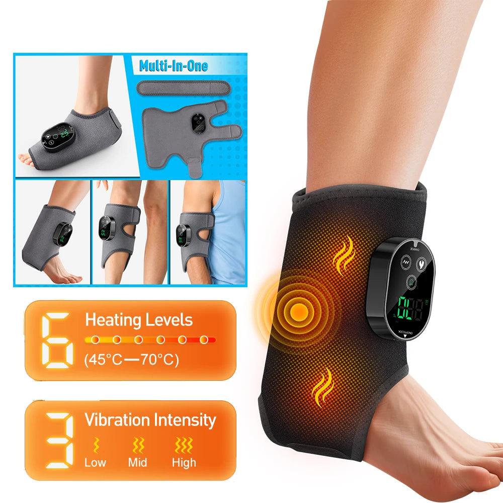 Heated Wrist & Foot Massager for Home Comfort Cordless Hand Wrist Wrap with 5 Heat & 3 Vibration Modes Ankle Massager Belt