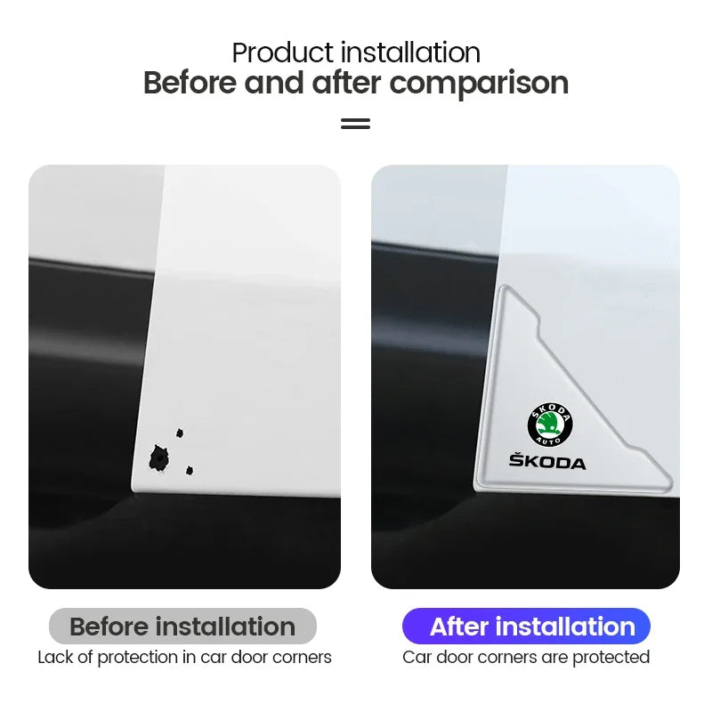 2pc Car Door Corner Cover Anti-Scratch Protection Sticker For Skoda Octavia Fabia Rapid Superb Kodiaq Scala Karoq Kamiq Roomster