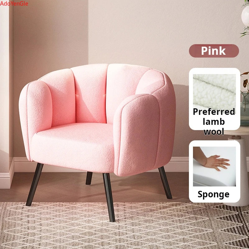 Nordic Lamb wool Single sofa chair relax armchair bubble Design waiting Makeup manicure dressing chair Living room furniture