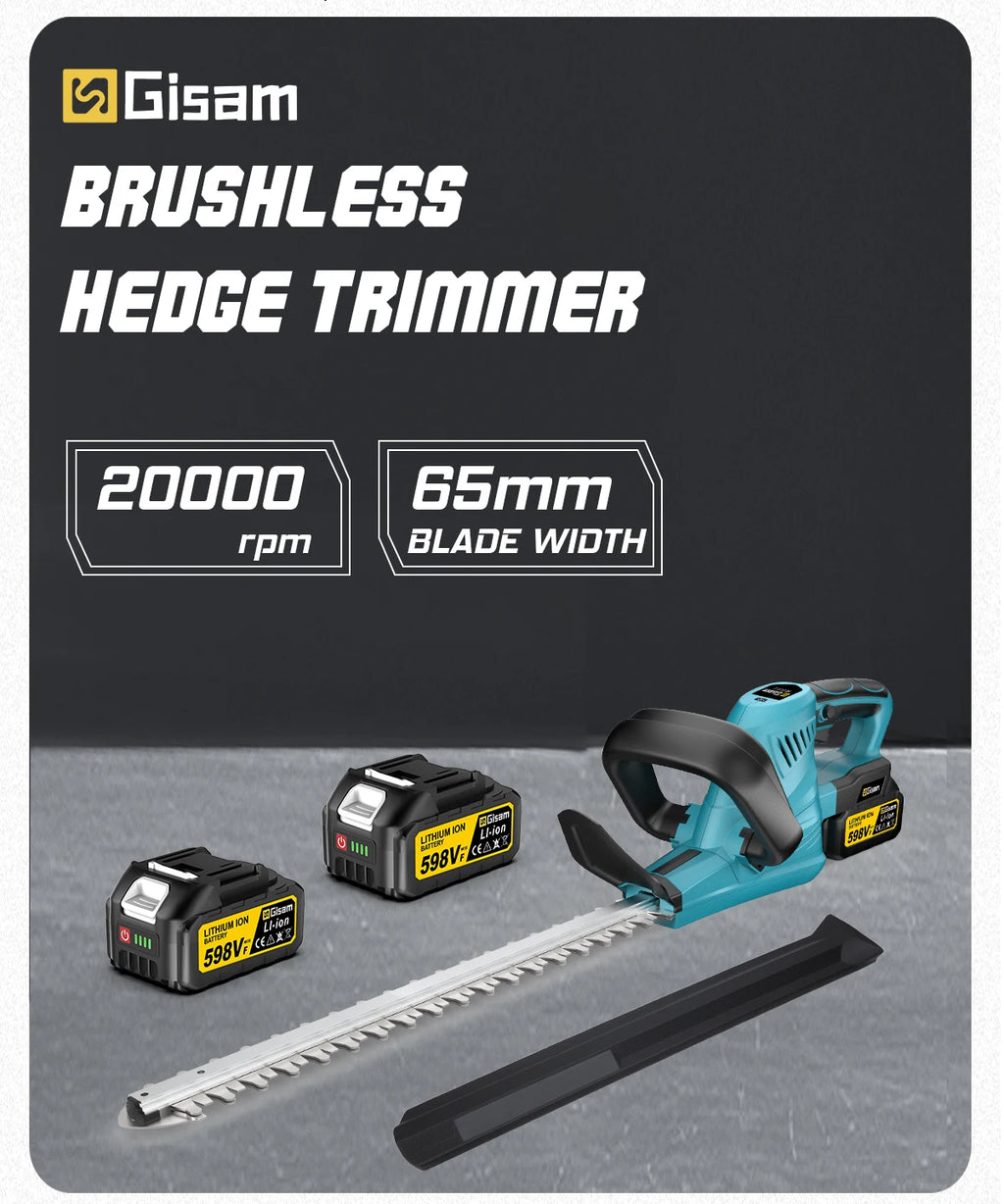 Gisam Cordless Electric Hedge Trimmer 2000W 7200SPM Pruning Saw Lawn Mower Garden Trimming Power Tool For Makita 18v Battery Pin