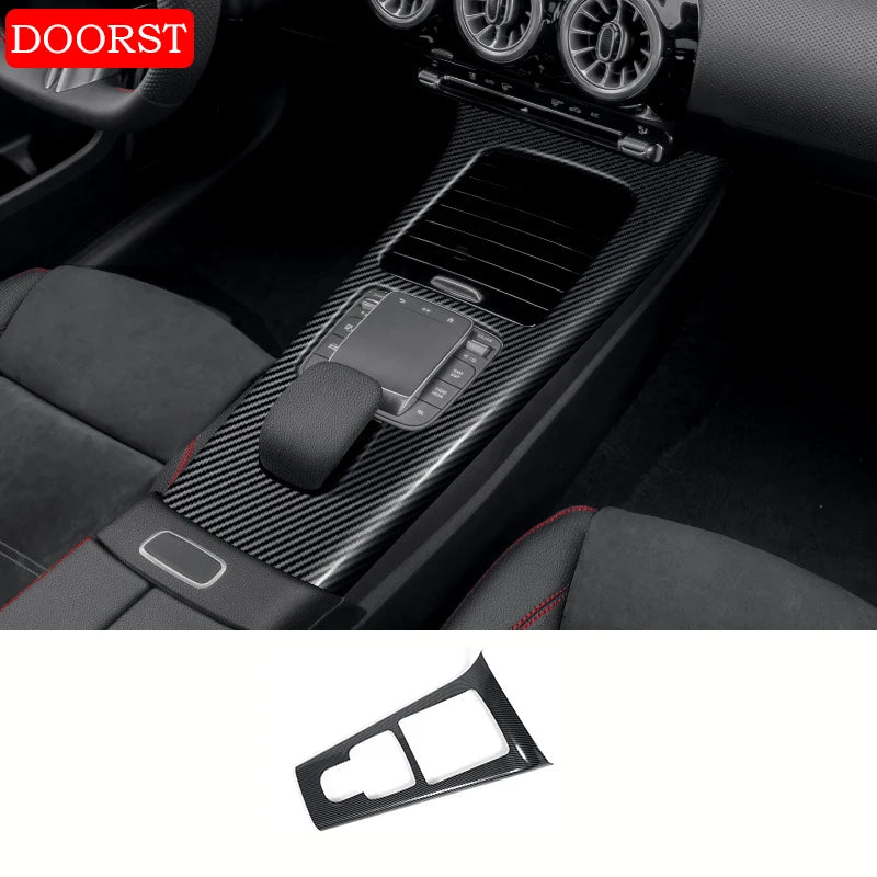 Car Center Console Leather Style Panel Cover Trim Panel Frame Interior Acccessories For Mercedes Benz A CLA Class W177 C118 AMG