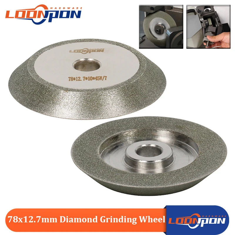 Loonpon Diamond Grinding Wheel Disc 78mm 3inch Diamond Wheel for Sharpening Tungsten Steel Milling Cutter Tool Grinder