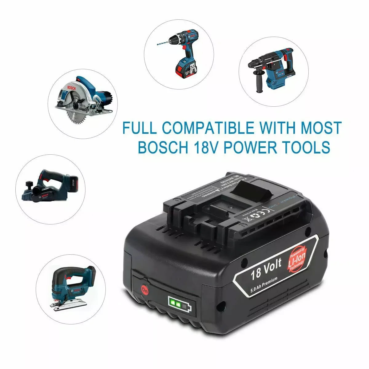 18V 8000mAh for Bosch BAT618 Battery Professional GBA GBH GSR GSB BAT620 BAT609G BAT614 Electric Drill Replacement Battery