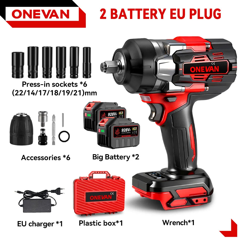 ONEVAN 2800N.M Brushless Electric Impact Wrench Cordless High Torque Screwdriver Drill Power Tool For Makita 18V Battery Pin