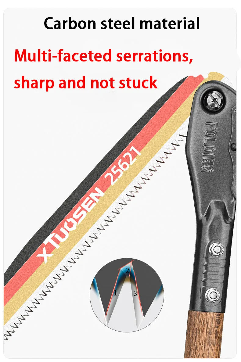 long saw for trimming trees Folding woodworking hand saw carbon steel sharp outdoor trimming tool wooden handle