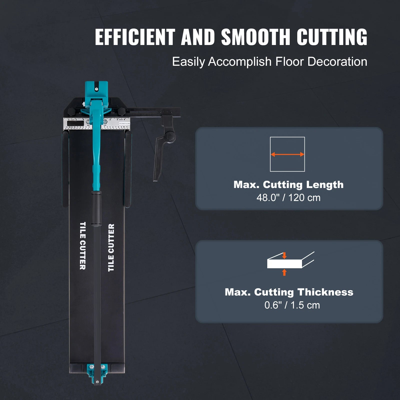 SucceBuy Manual Tile Cutter Laser Positioning Single Rails W/ Supporting Feet Professional Push Knife for Cutting Ceramic