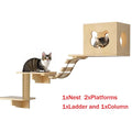 Cat Climbing Frame Wooden Wall Shelves with Bridge Ladder Cat Furniture Climbing Tree Kitten Activity Space Cat Bed Sisal Pillar