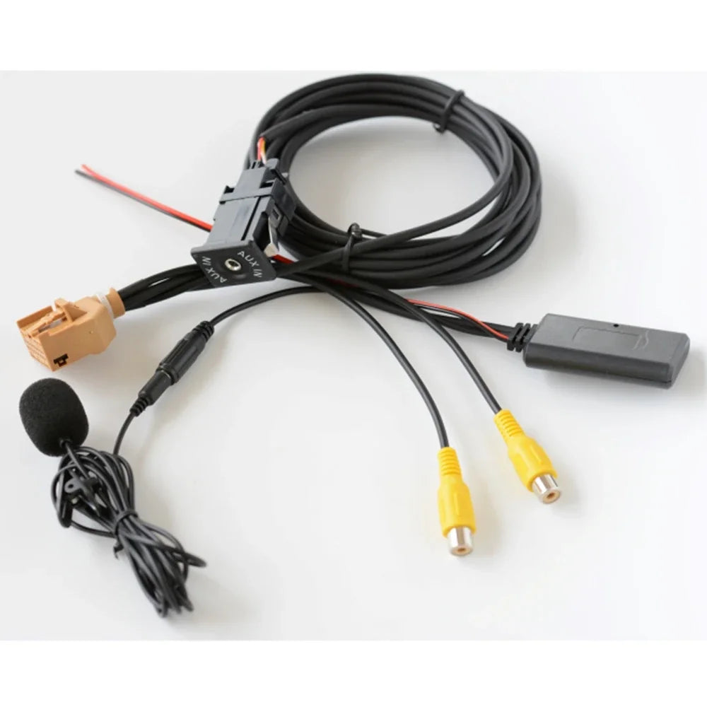 12V MMI 2G Car Bluetooth AUX Cable Adapter Music Audio Mic for Q7 A6 A8 2006-2008 J523 Only for AV1 AV2 Mode