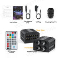 4 Port Twinkle RGBW Meteor Ceiling Car Roof Shooting Star Light LED Fiber Optic Light Starry Sky Lamp APP Music Remote Control