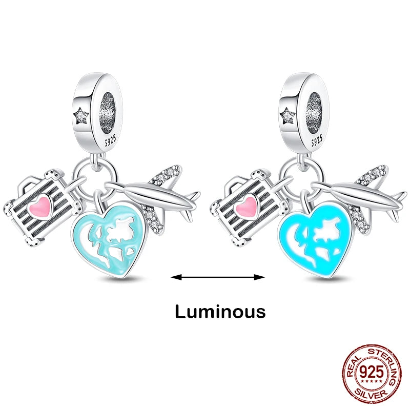 Hot Sale 925 Silver Glow in the dark Firefly Honeybee Star Charms Beads Fit Qikaola 925 Original Bracelets Fine DIY Jewelry Gift