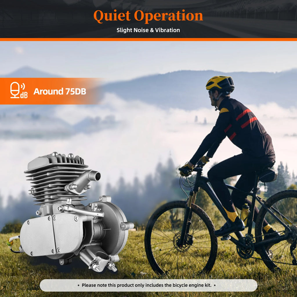 80cc 2-Stroke Bicycle Gas Engine Kit,40km/h Petrol Motorized Bike Motor with 2L Tank,Fit for 26/28 Inch Bicycles,180kg Load