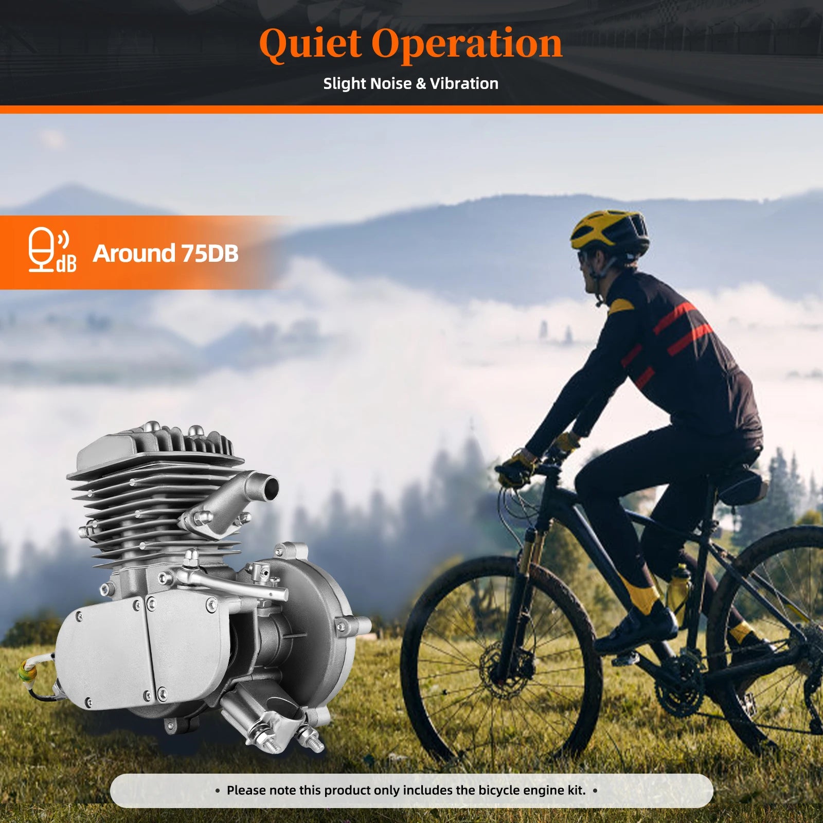 80cc 2-Stroke Bicycle Gas Engine Kit,40km/h Petrol Motorized Bike Motor with 2L Tank,Fit for 26/28 Inch Bicycles,180kg Load