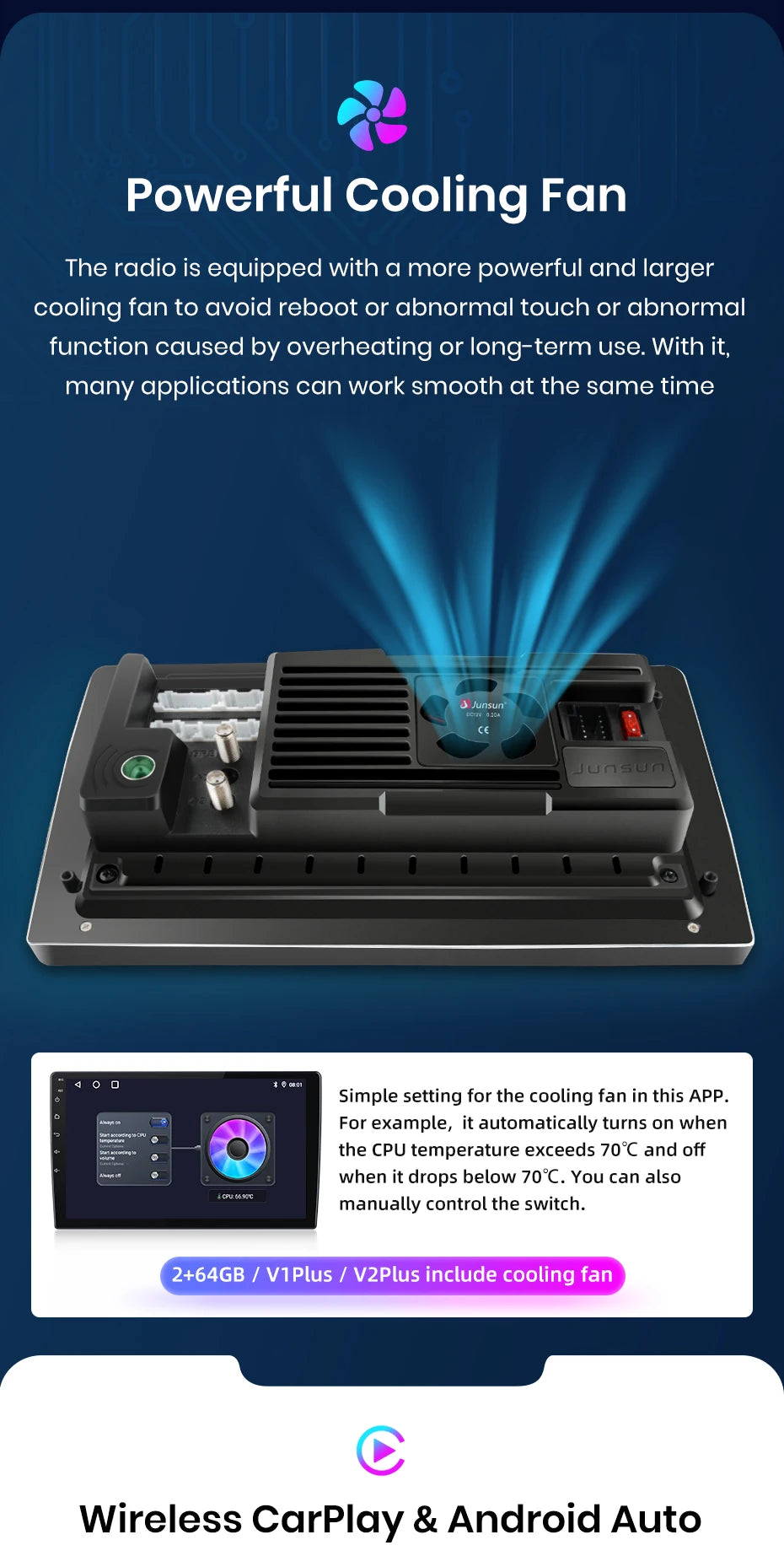 Junsun Wireless CarPlay Android Auto Car Radio For Peugeot 2008 208 2012 - 2018 GPS Multimedia 2 din