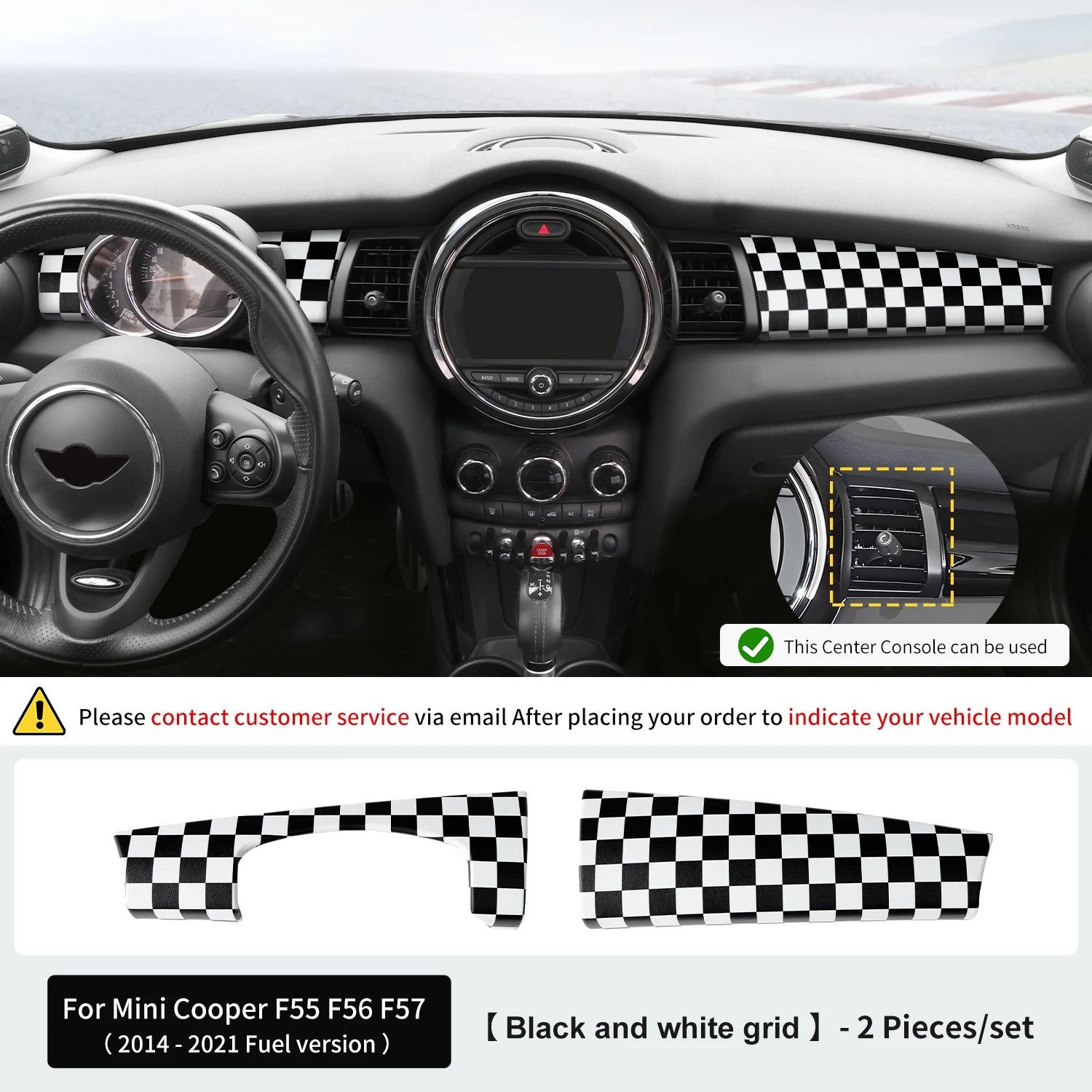 Car Dashboard Decorative Shell ABS Leather For Mini Cooper F55 F56 F57 2014-2021 Center Console Decorative Shell Car Accessories