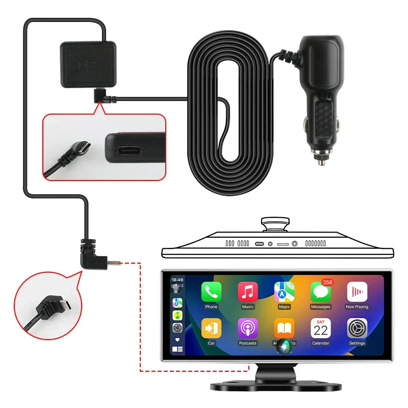 Srnubi 11.26" Dash Cam Rearview Carplay Android Auto 4K DVR Navigation Player Dual Lens Recorder Dashboard WIFI BT AUX GPS FM