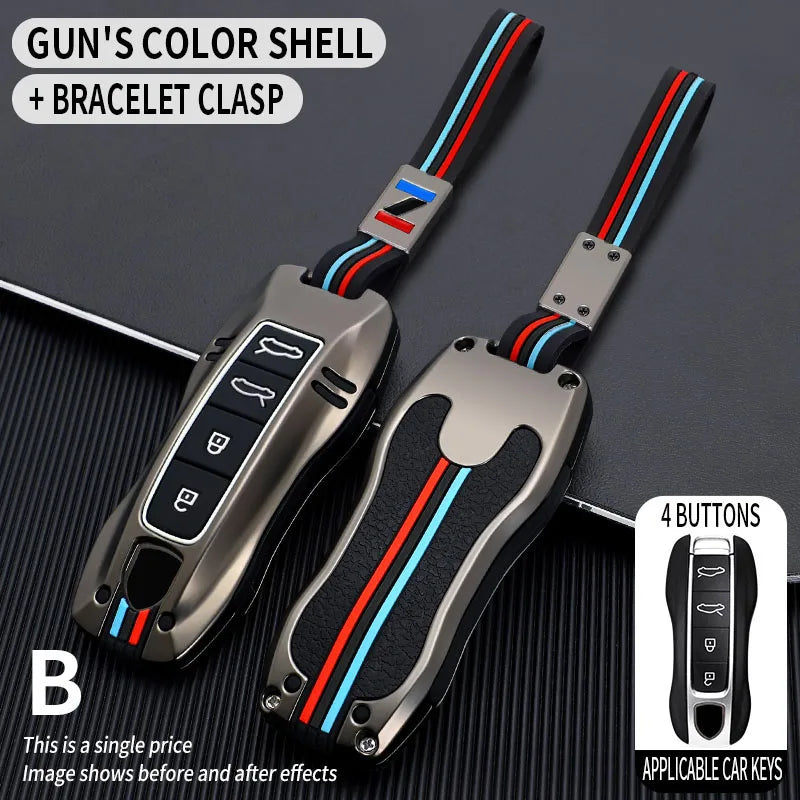 Zinc Alloy Car Smart Key Case Cover Shell Fob for Porsche New Cayenne Panamera 911 992 Taycan Car Protect Interior Accessories