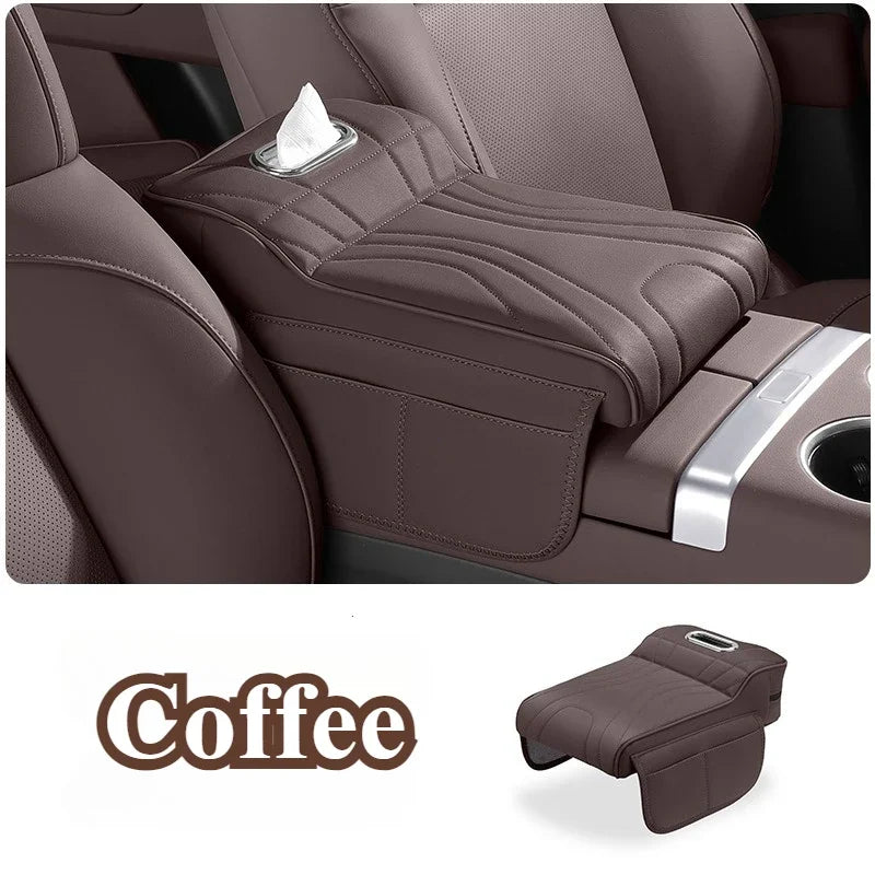 For jaecoo j7 JETOUR T2 Haval H9 2rd 2024 2025 Car Armrest Box Height Increase Pad with Storage Bag Car Leather Protective Cover