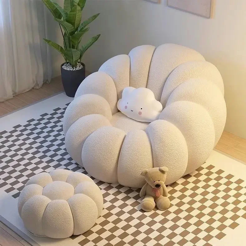 Canapé paresseux inclinable et couchette Crème Vent Citrouille Pédale Pouf Tatami Petit Canapé Simple Chaise Nid Paresseux
