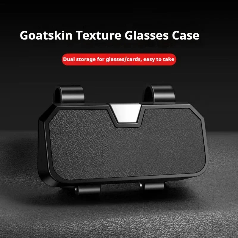 Premium Goatskin Texture Eyeglass Case for Opel Double Layer Storage Box for Glasses Cards Portable Multifunctional Organize