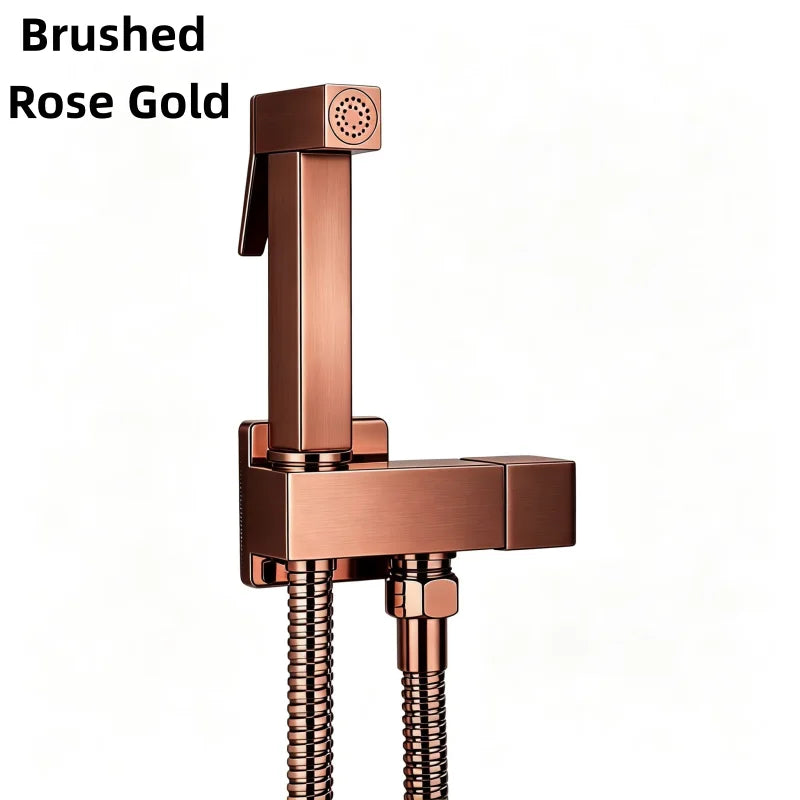Brushed Rose Gold Brass Handheld Bidet High Voltage Spray Shower Set Toilet Special Faucet Bidet Faucet Bathroom Accessories