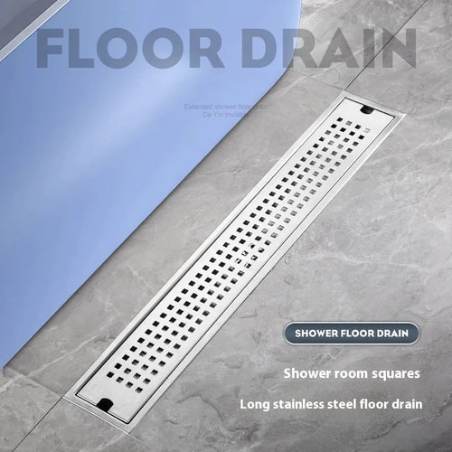 20-60cm Acier Inoxydable Carré Long Drain de Plancher Salle de Bain Égout Rectangulaire Drain de Plancher Grand Débit Drainage de Salle de Bain