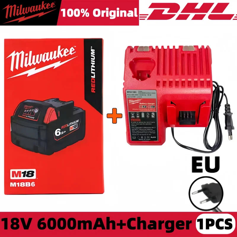100% New Milwaukee M18 6.0Ah High Output Battery 18V Lithium-ion Rechargeable for Milwaukee M18 Cordless Power Tools 6Ah Battery
