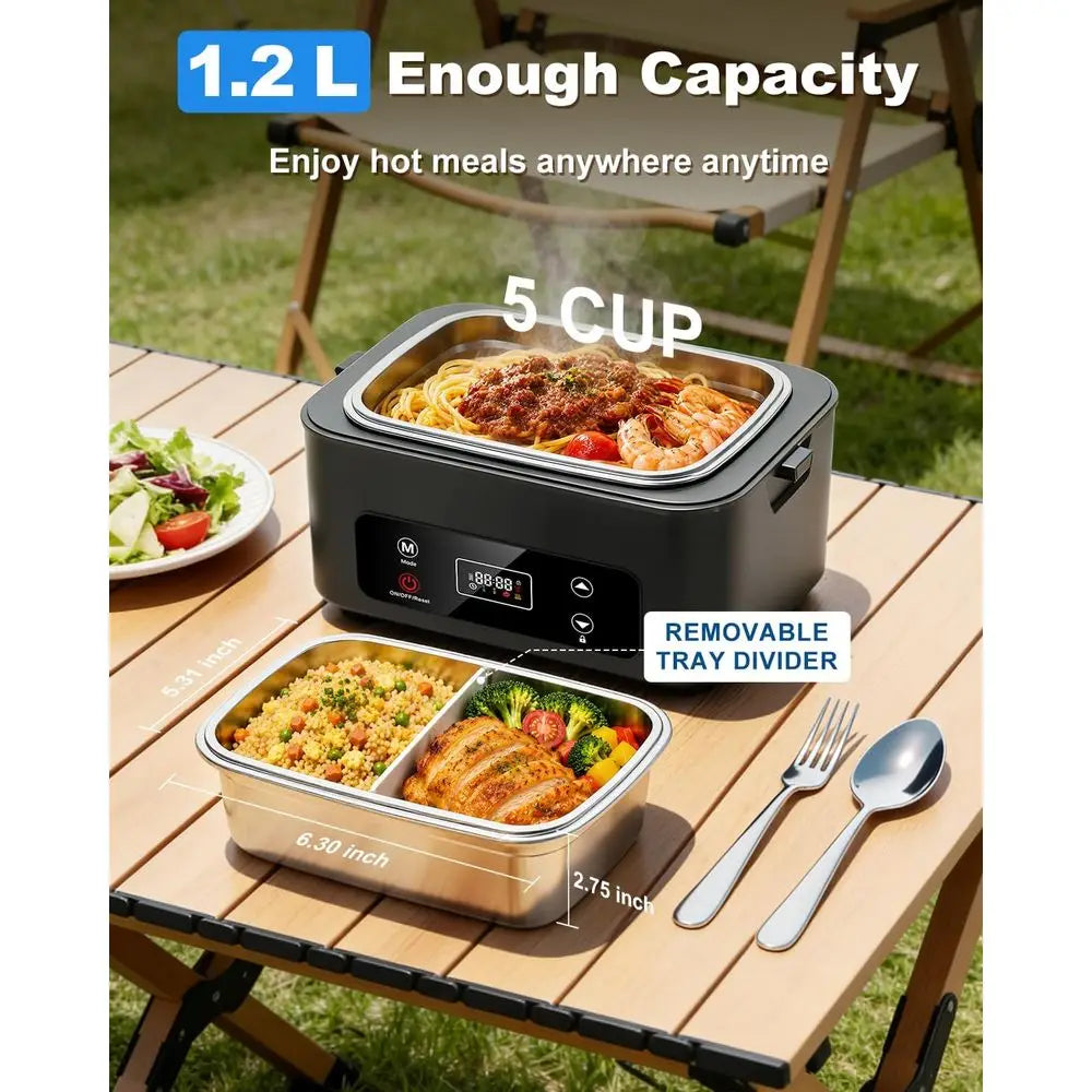 Rechargeable 24000mAh Electric Lunch Box - 2026 Upgraded Portable Food Warmer with Removable Divider for Men, Women, Office, Out