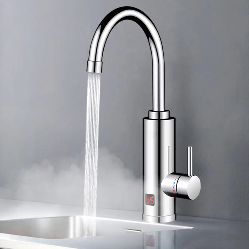 3000W Electric Water Heater Bathroom Kitchen Faucet Tankless Water Heater Tap Flowing Electric Faucet with Temperature Display