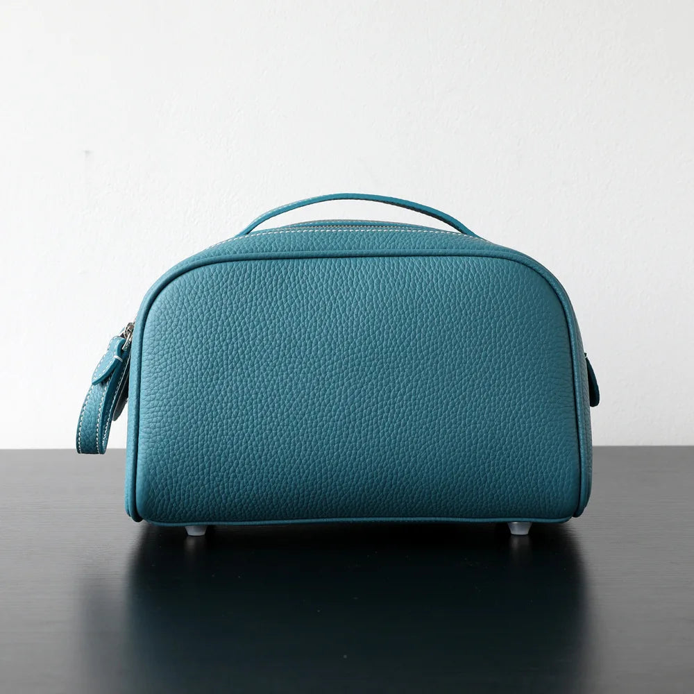 Top layer cowhide makeup bag 2025 new design genuine leather women's portable travel toiletries vintage ins fashion storage bag
