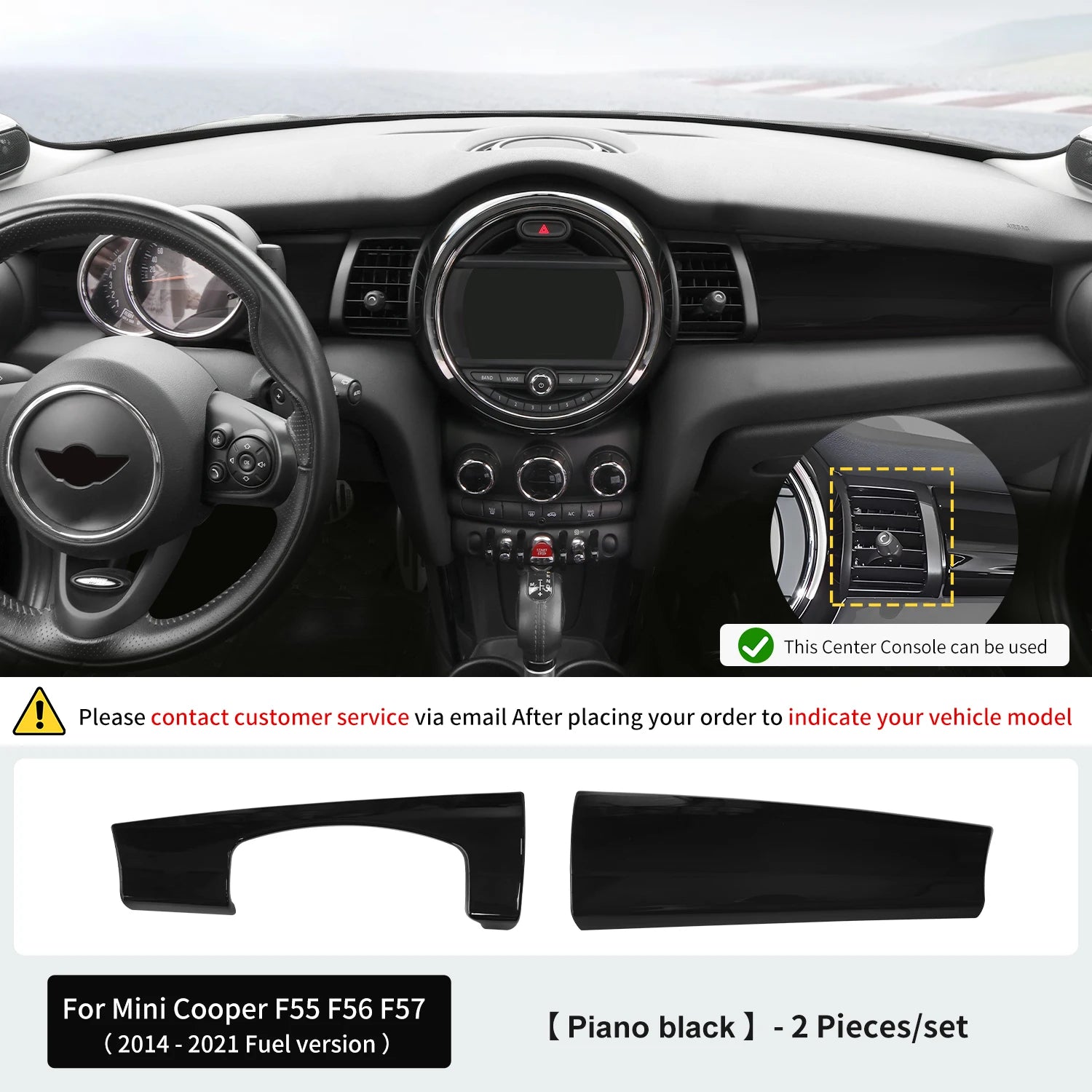 Car Dashboard Decorative Shell ABS Leather For Mini Cooper F55 F56 F57 2014-2021 Center Console Decorative Shell Car Accessories