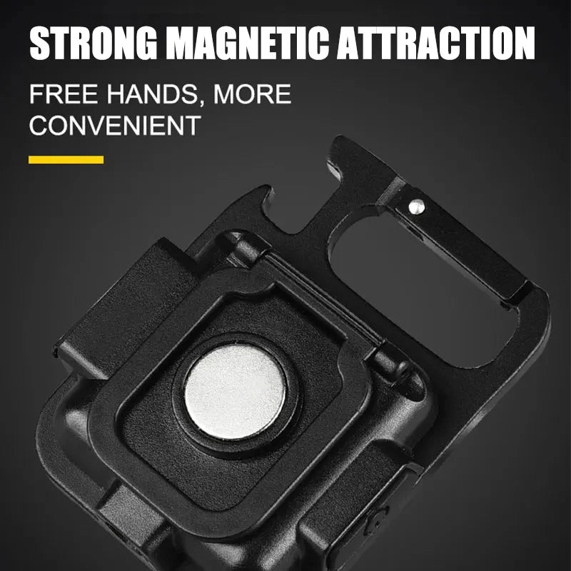 LED Flashlight Super Bright 1500LM Folding Bracket Bright EDC Keychain USB Rechargeable Waterproof Light Outdoor Camping Tools