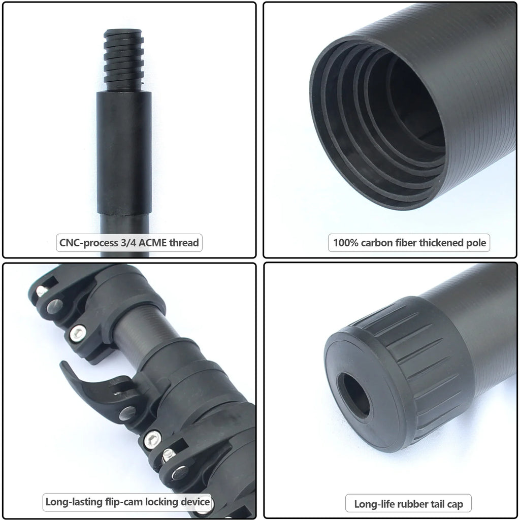30/36/42ft carbon fiber telescopic pole for window cleaning high reach Long extendable support handle 10/12m