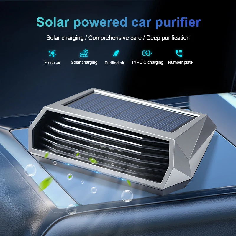 1pc, Solar purifier, automatic operation, air purifier with vibration sensor, can significantly improve the air inside the car i