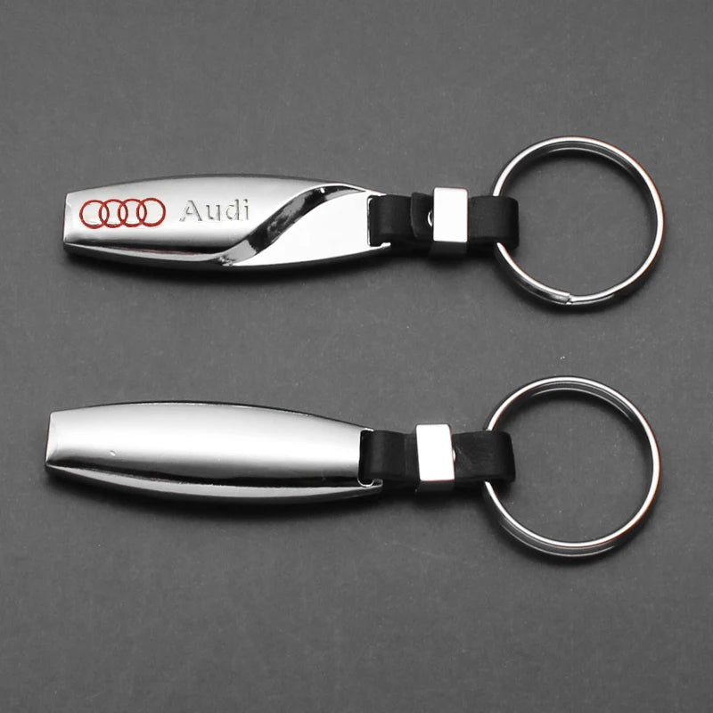3D Metal Car Styling Badge Keychain Leather Woven Emblem Key Ring Accessories For Audi A3 A4 B8 8P 8V A6 C7 A5 Q5 B7 B6 B9 SLINE
