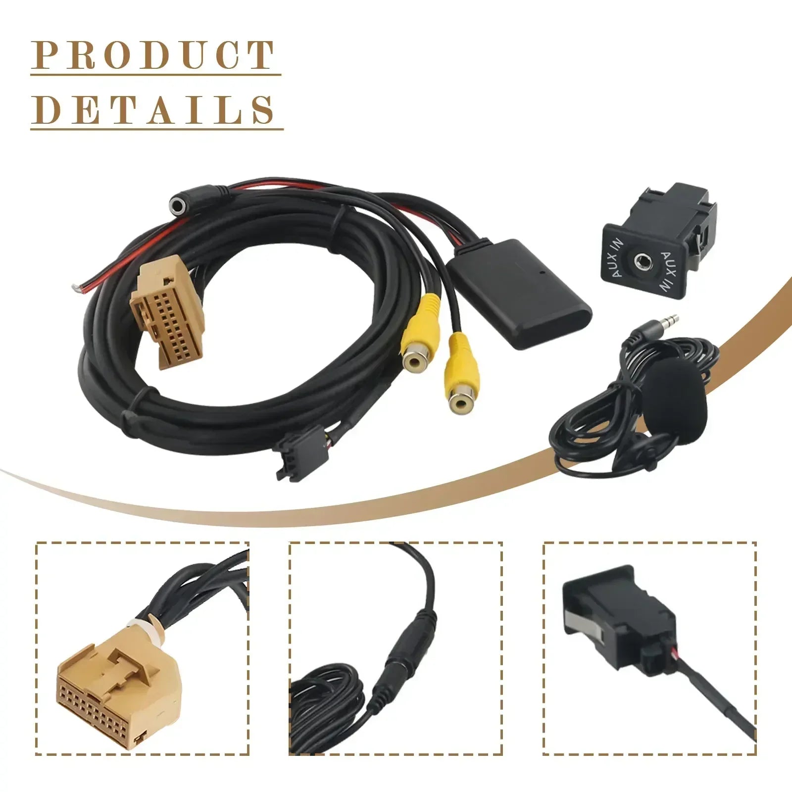 Câble AUX de voiture compatible Bluetooth 12V pour MMI 2G adaptateur microphone audio pour Q7 A6 A8 2006-2008 câble sans fil de musique