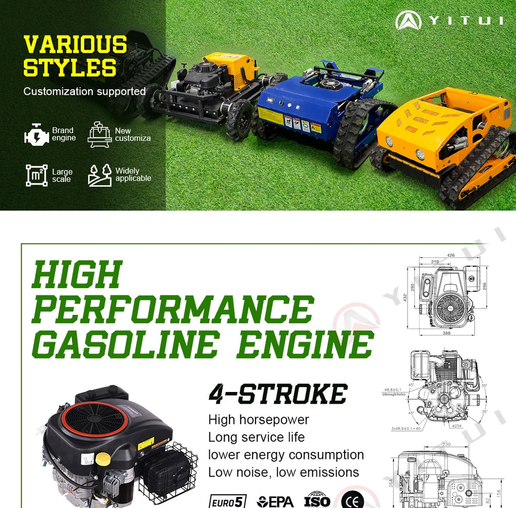 Customized Long-battery-life Remote Control Lawn Mower Removal Large Remote-Controlled Lawn Mower Climbing-capable Lawn Mower