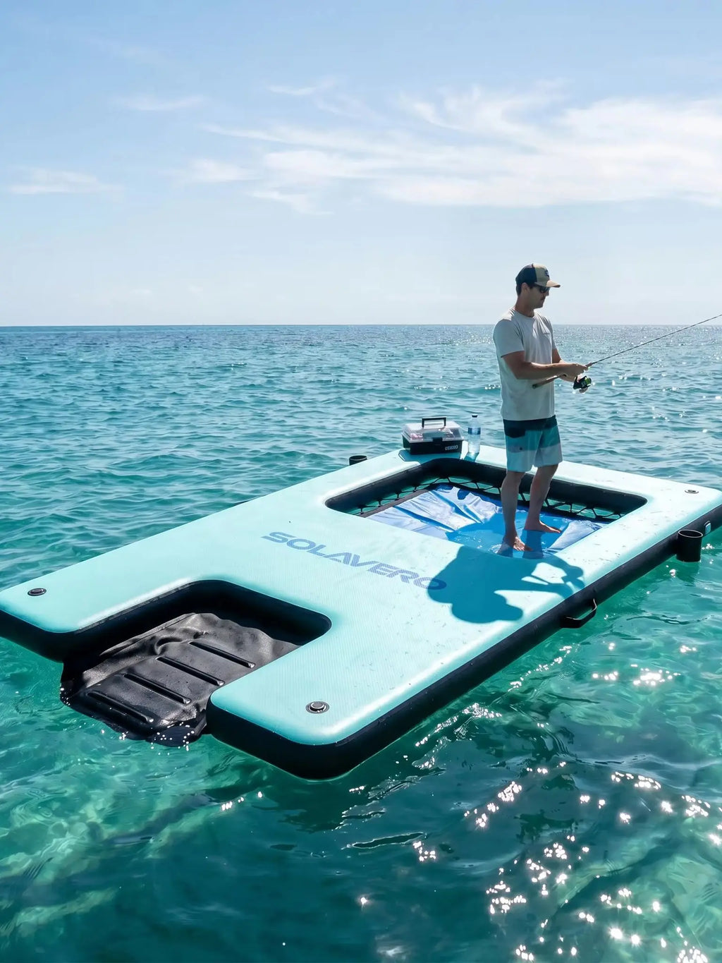 Inflatable Floating Dock, Portable Inflatable Platform With Cupholder, Repair Kit & Carry Bag, Heavy Duty Pool Float Raft for Swimming, Lake, Pool, Beach
