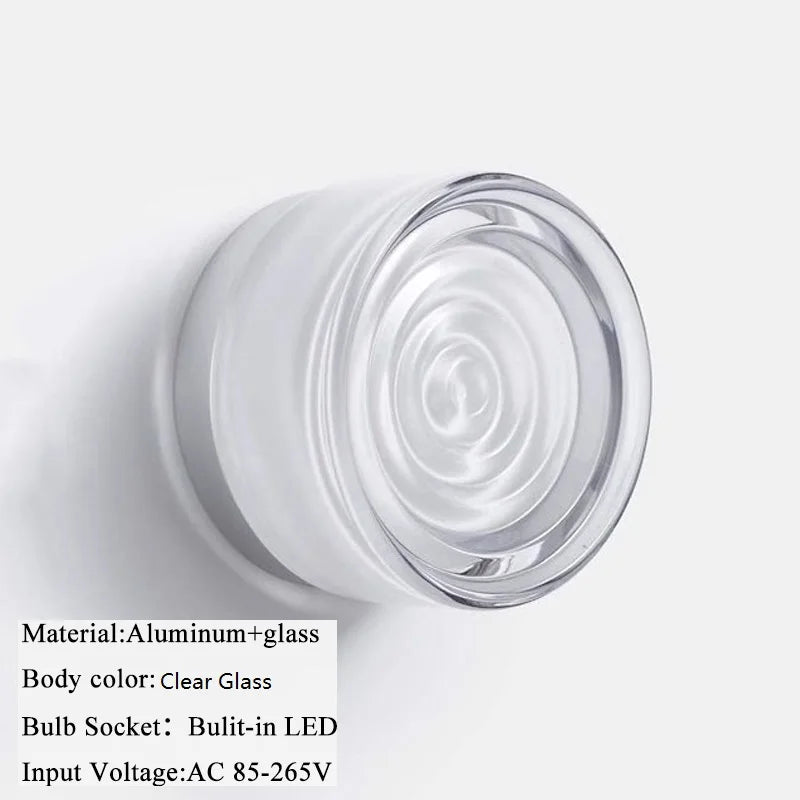 IWHD Round Glass LED Wall Lamp Sconce 4 Colors Bedroom Living Room Waterproof Stair Bathroom Mirror Light Modern Wandlamp