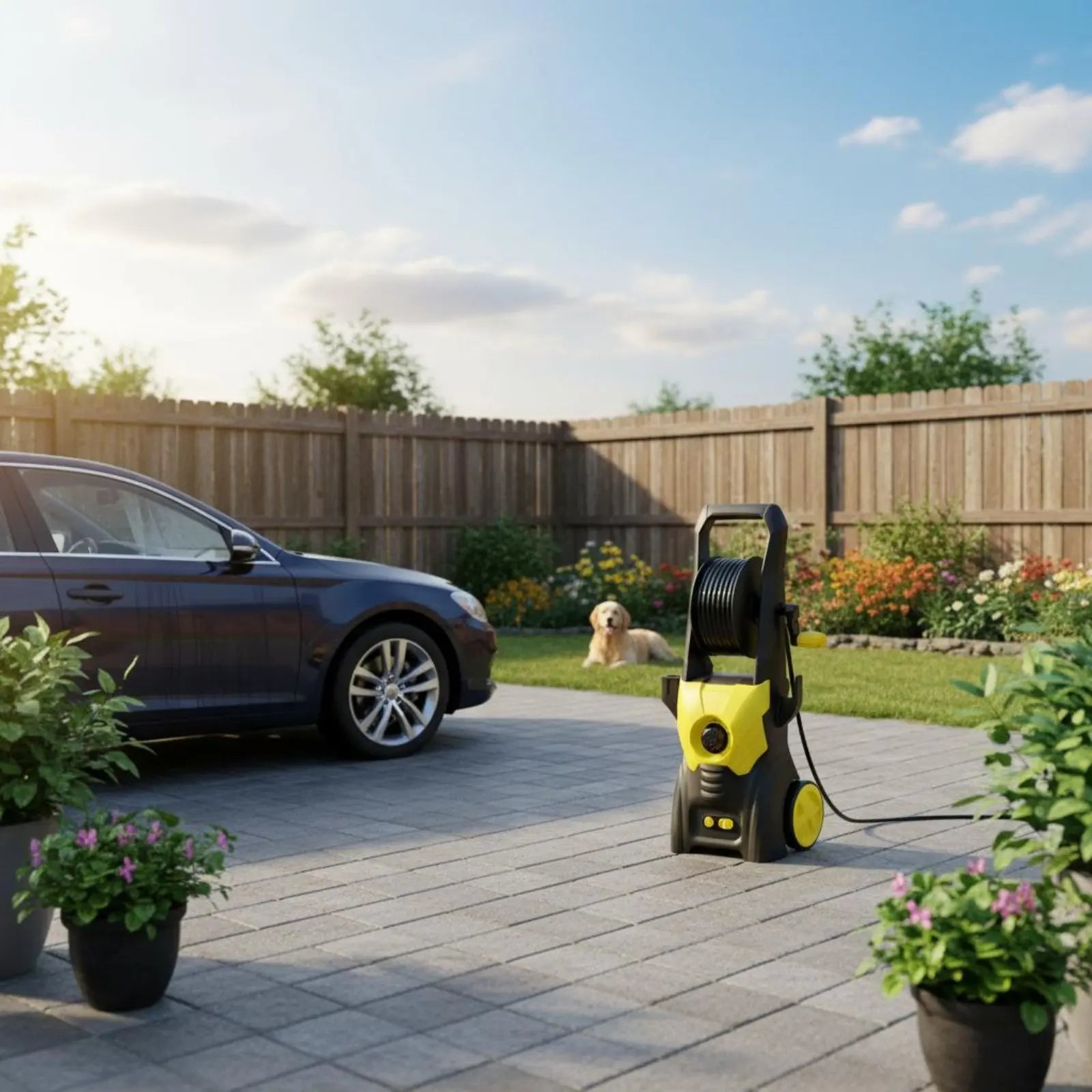 High Pressure Washer Long-Lasting Aluminum Pump Electric High Pressure Washer Wheeled Power Cleaner Easy Storage