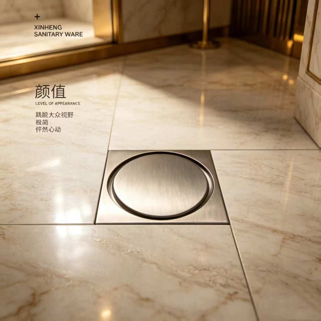 Rose gold copper invisible multi-color floor drain brass anti odor inlaid brick bathroom shower long concealed anti odor device