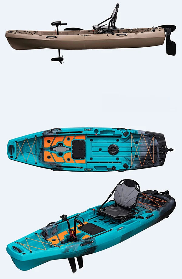 Modular Kayak LLDPE Fishing Boat Motorized Canoe Seat Paddle Rotomolded Portable Take Apart Raft Angling Drift Engine Water Gear