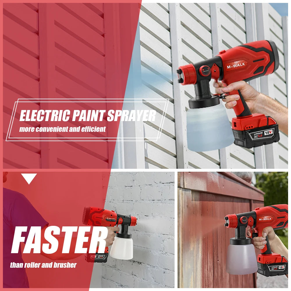 Professional Electric Spray Gun Household Rechargeable Cordless Automotive Paint Guns Power Tools For M 18V Battery Pin